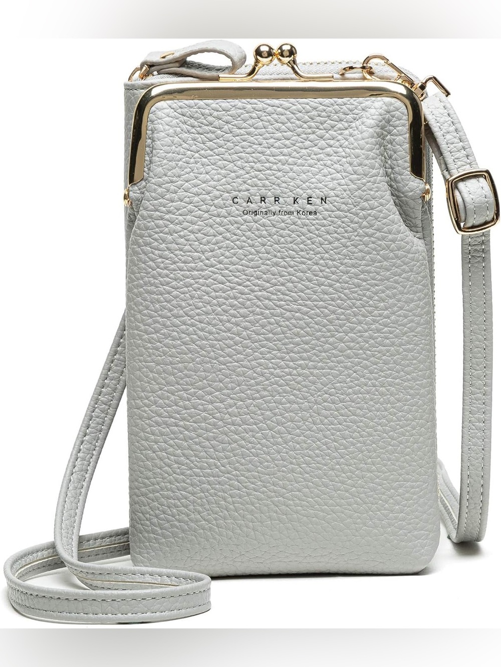 Carr Ken White Crossbody  Bag with Gold Trim